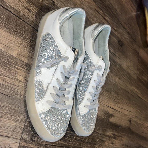 Silver Glitter Women's Sneakers - Picture 3 of 7